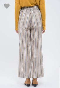 Toby Stripe Linen Pant in Taupe